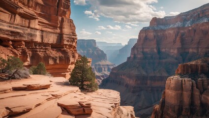 Poster - Stunning canyon landscape with rocky formations and a dramatic sky showcasing nature's beauty and tranquility.