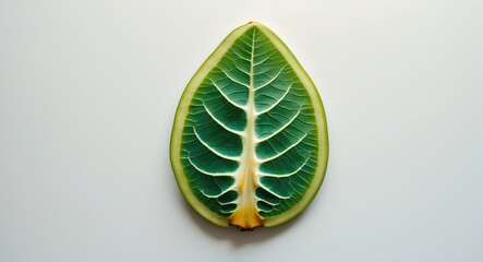 Poster - Jackfruit leaf on a white background showcasing its vibrant green color and intricate vein patterns perfect for natural or botanical themes