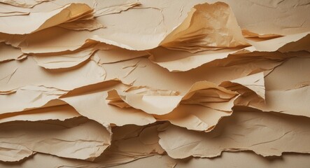 Poster - Textured light beige crumpled paper background with unique design ideal for aesthetic creative projects and visual compositions.