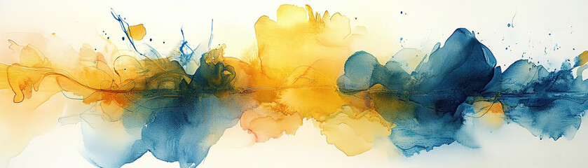 Poster - Vibrant abstract paint splashes art studio digital artwork creative space aerial perspective modern design