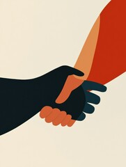 Aufkleber - Hands of diverse individuals clasping each other to symbolize unity and support during a community event in an abstract style. Generative AI