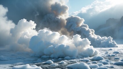 Leinwandbilder - Realistic dry ice smoke fog clouds overlay for stunning visual effects in photography and videography projects enhancing atmospheric depth.