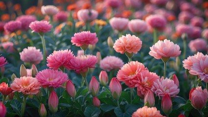 Poster - Vibrant Blooming Kamboja Flowers in a Colorful Garden Setting Bathed in Soft Natural Light