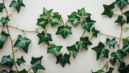 Poster - Ivy Leaves Forming Heart Shape on Minimal Background Symbolizing Love and Nature Connection