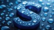© NeuralNiche - Blue letter S adorned with shiny water droplets on a dark background creating a fresh and modern aesthetic for design projects.