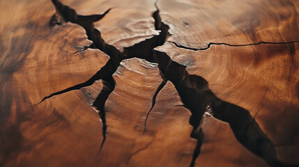 Poster - Detailed teak wood texture with fine cracks for design and interior concepts
