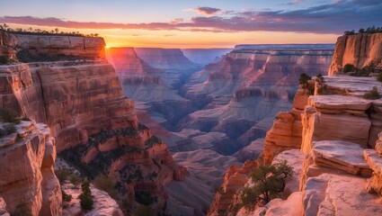 Poster - Grand Canyon at Sunset Iconic Landscape Photograph Showcasing Majestic Natural Beauty and Rugged Terrain Ideal for Travel and Photography Enthusiasts