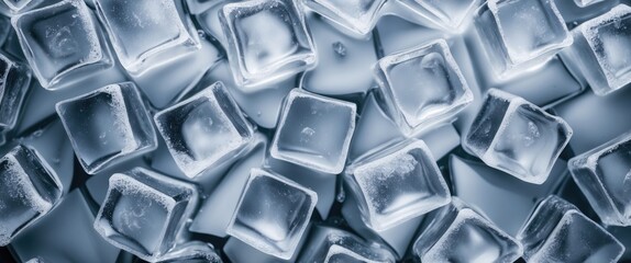 Poster - Fresh Ice Cubes Background With Crystal Clarity Perfect For Beverage Promotions and Text Overlays