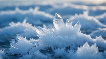 Leinwandbilder - Intricate Ice Crystals Forming in a Frosty Landscape on a Cold Winter Day