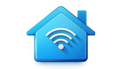 Poster - Blue House Wifi Icon
