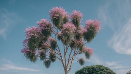 Poster - Jacaranda Mimosifolia Tree Against a Clear Blue Sky with Space for Text or Advertisements