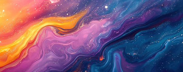 Poster - Cosmic color flow abstract universe digital art vibrant space wide angle surrealism for artistic inspiration