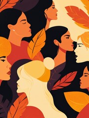 Wall Mural - Creative illustration celebrating empowerment and unity among women for International Womens Day. Generative AI