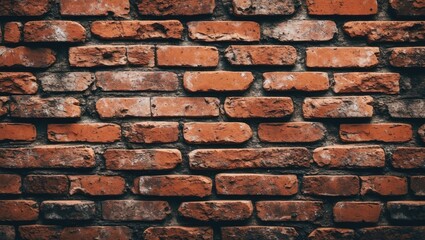 Poster - Textured vintage red brick wall background with grunge appearance ideal for design projects or architectural themes.