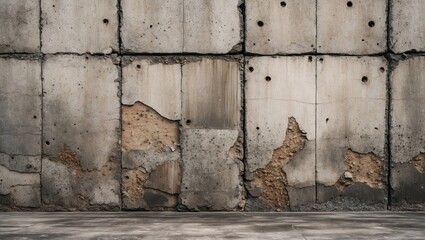 Poster - Weathered concrete wall texture with cracks and imperfections ideal for backgrounds or design elements in industrial and urban aesthetics.