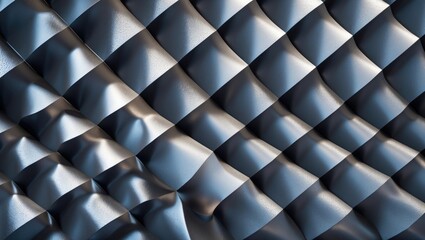 Poster - Abstract brushed metal background with a modern checked pattern featuring fluid wave shapes and sheen for contemporary design projects