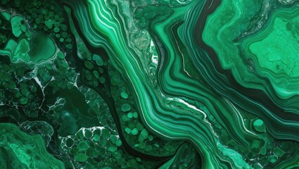 Wall Mural - Detailed close-up of malachite green marble texture showcasing vibrant emerald patterns and rich swirling colors for elegant backgrounds.