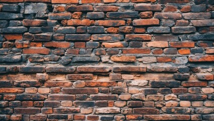 Poster - Rustic brick wall texture featuring aged stones in a warm palette ideal for background settings and vintage-themed projects.
