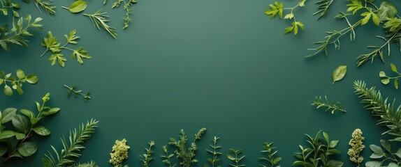 Poster - Lush Green Background with Fresh Leaves and Empty Space for Text or Graphics