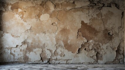 Poster - Weathered grunge wall texture showcasing cracked plaster and dirt for artistic backgrounds or restoration themes.