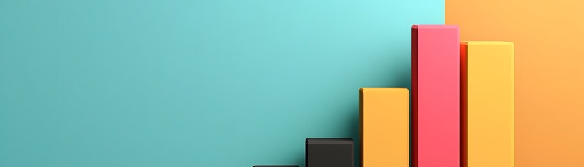 Poster - A vibrant and modern infographic showcasing stacked bars against a colorful abstract backdrop. Perfect for presentations related to growth, analysis, and data visualization.