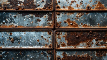 Poster - Textured rusty galvanized iron plate with dirt and corrosion for vintage industrial backgrounds or design elements.