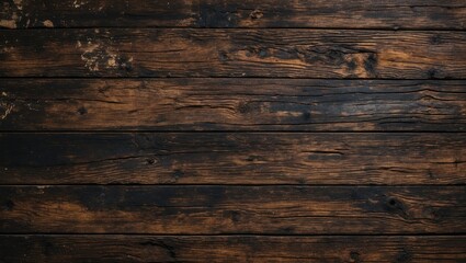Poster - Dark weathered wooden texture background with rich brown tones and a grunge appearance ideal for rustic design and artistic projects.