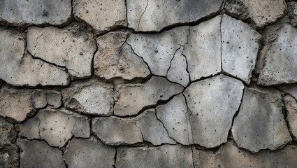 Poster - Cracked and weathered cement wall texture ideal for backgrounds in design, architecture, and construction-related projects.