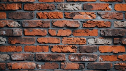 Poster - Vintage brick wall texture with a rich blend of red and brown tones ideal for backgrounds and architectural designs.