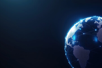 Poster - Digital representation of a connected world in space with glowing network lines
