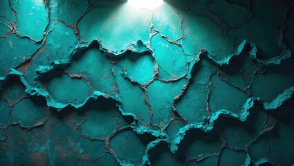 Poster - Textured Turquoise Grunge Wall Background with Dramatic Lighting and Space for Text Ideal for Art and Design Projects