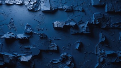 Poster - Navy blue textured abstract wallpaper with decorative stucco elements highlighting rough surfaces and empty spaces for artistic backgrounds.
