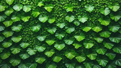 Poster - Lush green leaf background texture creating a vibrant and natural wall of foliage ideal for design and nature-themed projects.