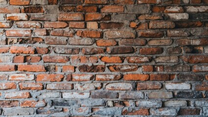 Poster - Textured old brick wall background featuring weathered and rustic bricks in warm tones suitable for decorative or design purposes.