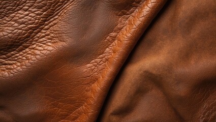Poster - Rich brown leather texture background showcasing natural skin-like patterns for design and upholstery applications.