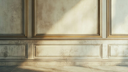 Poster - Elegant interior design concept with dark gold molding on light wall