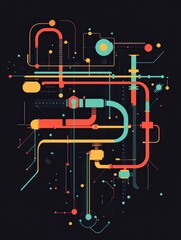Leinwandbilder - Minimalist infographic illustrating gas pipeline flow dynamics in modern energy networks. Generative AI