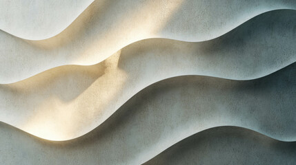 Poster - Abstract design with overlapping curved moldings on textured wall surface