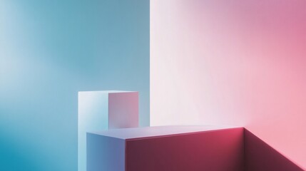 Fototapete - Geometric shapes and soft pastel colors create a minimalistic and serene atmosphere in an abstract interior setting. Generative AI