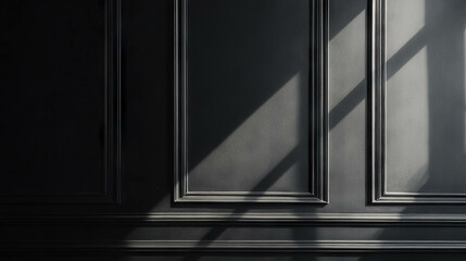 Poster - Elegant textured dark wall with decorative molding and dramatic shadows