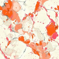 Poster - This seamless pattern showcases a dynamic interplay of vibrant orange and red tones reminiscent of fire and smoke.