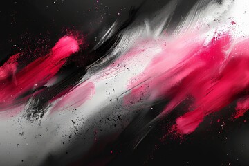 Poster - Bold black and red strokes blend with subtle white space creating an engaging abstract artwork. The closeup view reveals intricate details and textures within the paint.