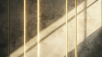 Poster - Elegant wall texture with thin gold molding lines and shadow play