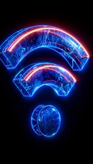 Poster - A vibrant Wi-Fi symbol glows vividly against a dark backdrop showcasing seamless wireless connectivity. The design blends aesthetics with functionality perfect for a smartphone screensaver.