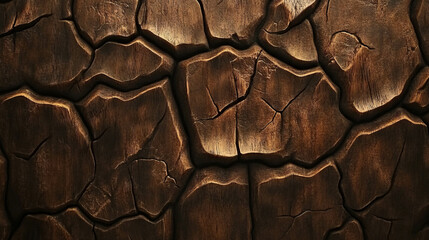 Poster - Rustic walnut texture with filled cracks and smooth polished finish for woodwork and design