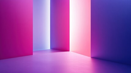 Aufkleber - Vibrant geometric spaces created by colorful lighting in a modern art installation around midday. Generative AI