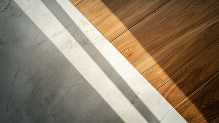Poster - Modern design concept with wood and marble textures in diagonal lines for interior inspiration