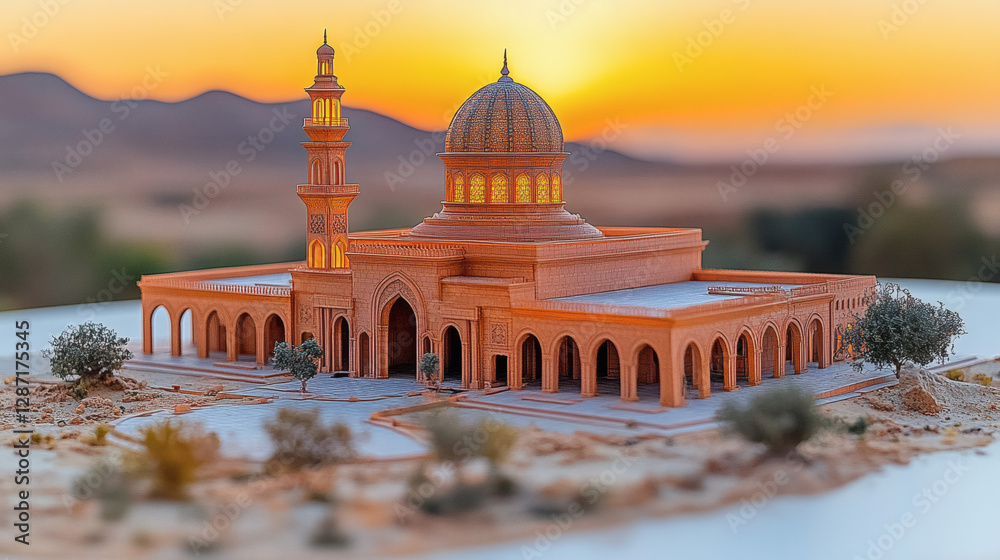 Detailed Desert Mosque Model At Sunset 3d Model Digital Art ...