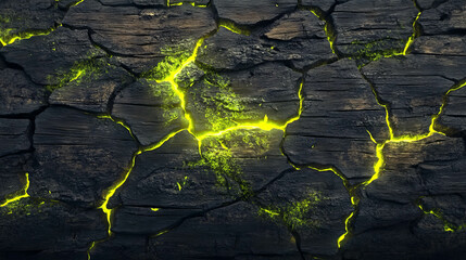 Poster - Enchanted wood texture with glowing cracks for unique design concepts