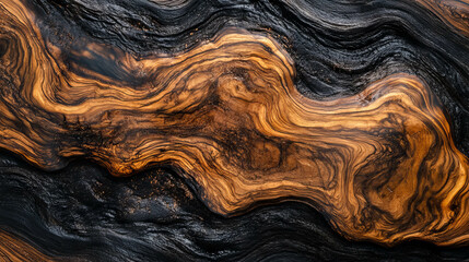 Wall Mural - Natural wood texture with dark resin veins and smooth patterns for creative design